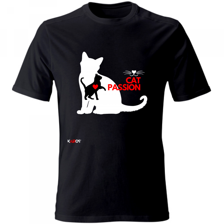 T-Shirt Uomo Cat Passion Nera