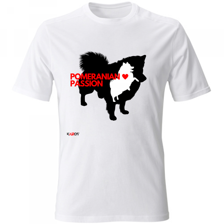 T-Shirt Uomo Pomeranian Passion Bianca